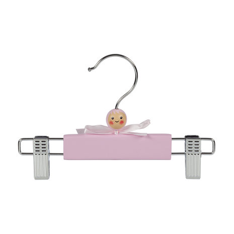 DE KLEDINGHANGER GIGANT Babyhanger lotushout roze gelakt met knijpers, 22 cm