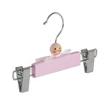 Rok / broekhanger lotushout roze gelakt met knijpers, 22 cm