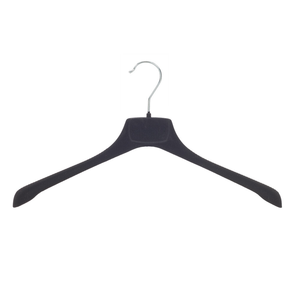 SER-VIZ Mantel / kostuumhanger (gebogen) kunststof velours zwart met schouderverbreding SER-VIZ Mantel / kostuumhanger (gebogen) kunststof velours zwart met schouderverbreding