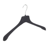 Mantel / kostuumhanger (gebogen) kunststof velours zwart met schouderverbreding