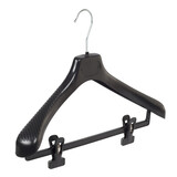 SER-VIZ Mantel / kostuumhanger (gebogen) kunststof zwart met schouderverbreding en anti-slip knijpers SER-VIZ Mantel / kostuumhanger (gebogen) kunststof zwart met schouderverbreding en anti-slip knijpers