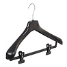 DE KLEDINGHANGER GIGANT Mantel / kostuumhanger (gebogen) kunststof zwart met schouderverbreding en anti-slip knijpers DE KLEDINGHANGER GIGANT Mantel / kostuumhanger (gebogen) kunststof zwart met schouderverbreding en anti-slip knijpers