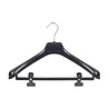 DE KLEDINGHANGER GIGANT Mantel / kostuumhanger (gebogen) kunststof zwart met schouderverbreding en anti-slip knijpers DE KLEDINGHANGER GIGANT Mantel / kostuumhanger (gebogen) kunststof zwart met schouderverbreding en anti-slip knijpers