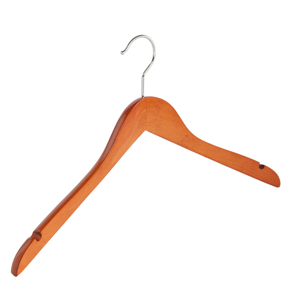 DE KLEDINGHANGER GIGANT Blouse / shirthanger (geknikt) beukenhout kersen gebeitst met rokinkepingen DE KLEDINGHANGER GIGANT Blouse / shirthanger (geknikt) beukenhout kersen gebeitst met rokinkepingen