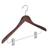 Blouse / shirthanger (geknikt) beukenhout walnoten gebeitst met rokinkepingen en anti-slip knijpers