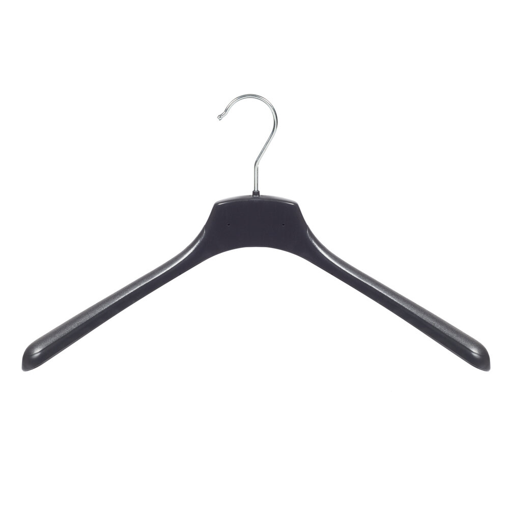 Mantel / kostuumhanger (gebogen) kunststof zwart met schouderverbreding Mantel / kostuumhanger (gebogen) kunststof zwart met schouderverbreding