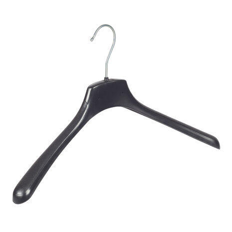 SER-VIZ Mantel / kostuumhanger (gebogen) kunststof zwart met schouderverbreding SER-VIZ Mantel / kostuumhanger (gebogen) kunststof zwart met schouderverbreding