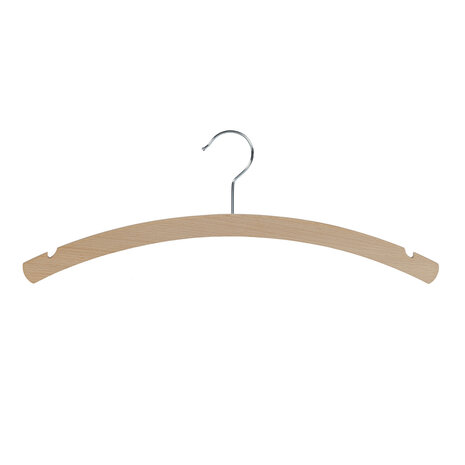 Blouse / shirthanger beukenhout naturel gelakt met rokinkepingen, 42 cm Blouse / shirthanger beukenhout naturel gelakt met rokinkepingen, 42 cm