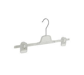 Rok / broekhanger kunststof transparant met anti-slip knijpers (gebruikt)