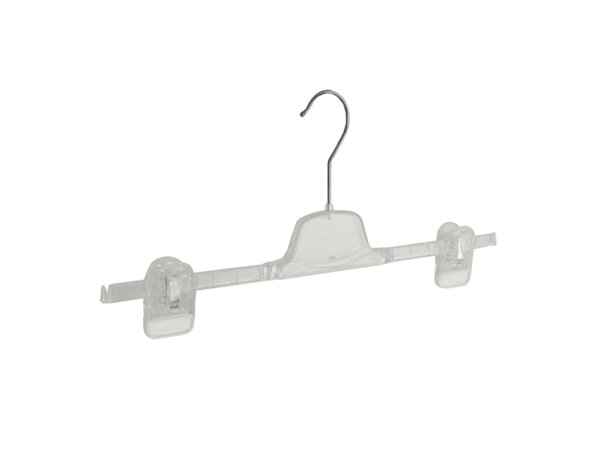 Rok / broekhanger kunststof transparant met anti-slip knijpers (gebruikt)