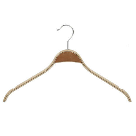 Mantel / kostuumhanger berkenhout naturel gelakt met schouderverbreding en rokinkepingen, 42 cm Mantel / kostuumhanger berkenhout naturel gelakt met schouderverbreding en rokinkepingen, 42 cm