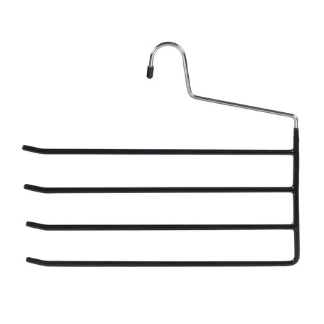 Broekhanger (4-voudig) metaal met zwarte anti-slip coating Broekhanger (4-voudig) metaal met zwarte anti-slip coating