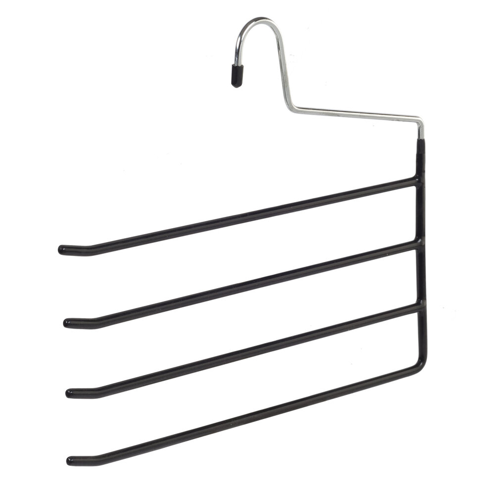 Broekhanger (4-voudig) metaal met zwarte anti-slip coating Broekhanger (4-voudig) metaal met zwarte anti-slip coating