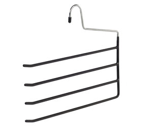 Broekhanger (4-voudig) metaal met zwarte anti-slip coating
