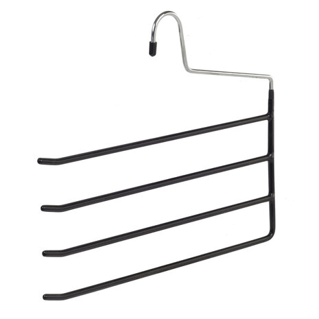 Broekhanger (4-voudig) metaal met zwarte anti-slip coating Broekhanger (4-voudig) metaal met zwarte anti-slip coating