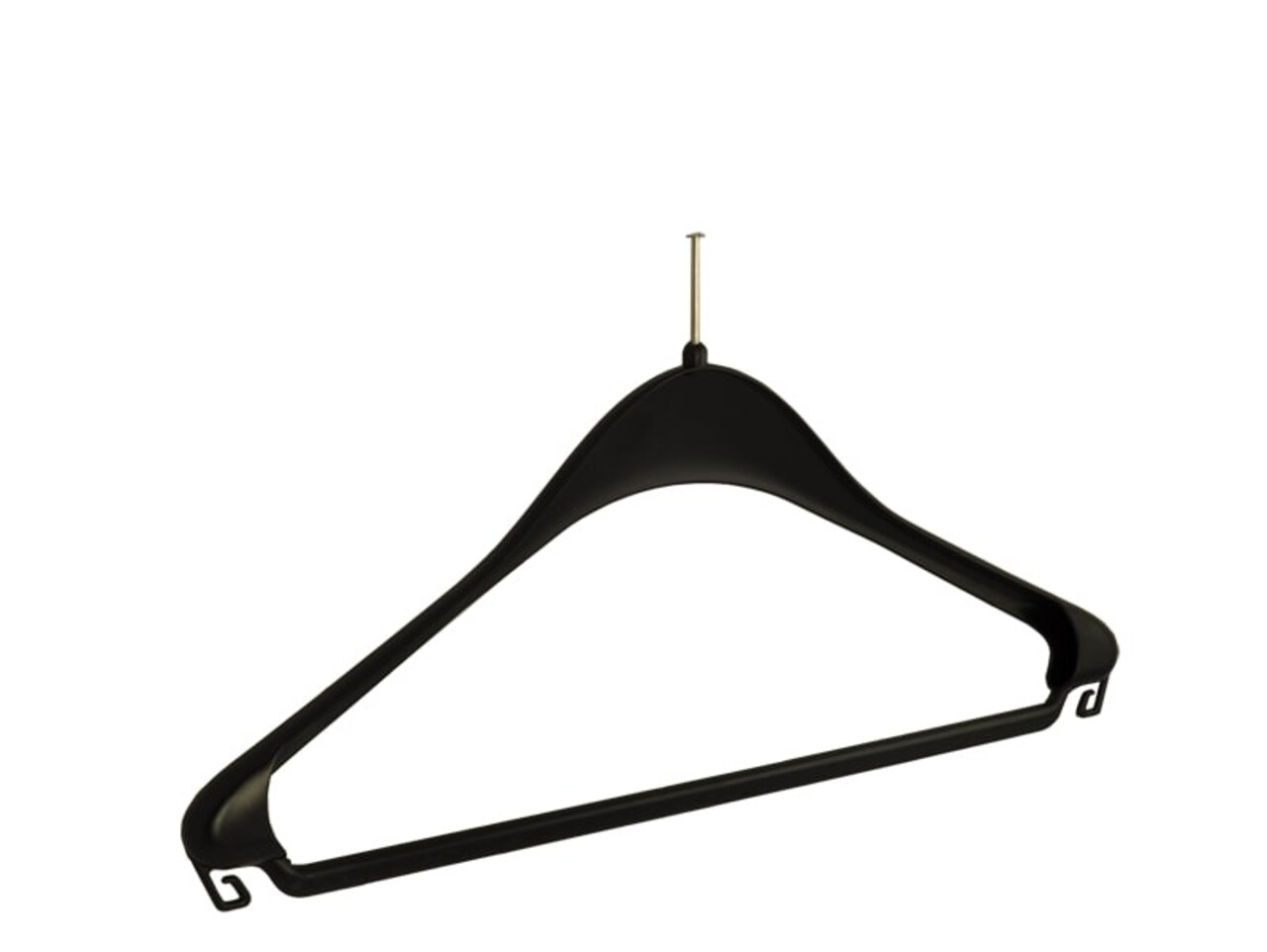 Mantel / kostuumhanger (gebogen) kunststof zwart (anti-diefstal zonder ring) met schouderverbreding en broeklat