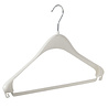 WEBER Mantel / kostuumhanger (gebogen) kunststof wit met schouderverbreding en broeklat WEBER Mantel / kostuumhanger (gebogen) kunststof wit met schouderverbreding en broeklat