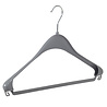 DE KLEDINGHANGER GIGANT Mantel / kostuumhanger (gebogen) kunststof grijs met schouderverbreding en broeklat DE KLEDINGHANGER GIGANT Mantel / kostuumhanger (gebogen) kunststof grijs met schouderverbreding en broeklat
