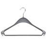 DE KLEDINGHANGER GIGANT Mantel / kostuumhanger (gebogen) kunststof grijs met schouderverbreding en broeklat DE KLEDINGHANGER GIGANT Mantel / kostuumhanger (gebogen) kunststof grijs met schouderverbreding en broeklat