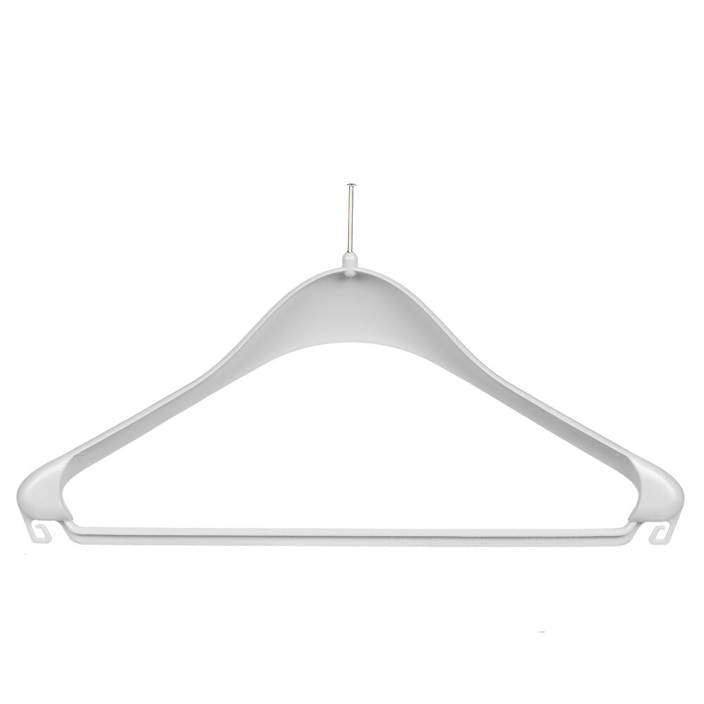Mantel / kostuumhanger (gebogen) kunststof wit (anti-diefstal zonder ring) met schouderverbreding en broeklat