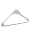 DE KLEDINGHANGER GIGANT Mantel / kostuumhanger (gebogen) kunststof wit (anti-diefstal zonder ring) met schouderverbreding en broeklat DE KLEDINGHANGER GIGANT Mantel / kostuumhanger (gebogen) kunststof wit (anti-diefstal zonder ring) met schouderverbreding en broeklat