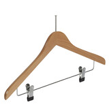 DE KLEDINGHANGER GIGANT Hotelhanger anti-diefstal (geknikt) beukenhout naturel gelakt met anti-slip knijpers