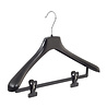 DE KLEDINGHANGER GIGANT Mantel / kostuumhanger (gebogen) kunststof zwart met schouderverbreding en anti-slip knijpers DE KLEDINGHANGER GIGANT Mantel / kostuumhanger (gebogen) kunststof zwart met schouderverbreding en anti-slip knijpers