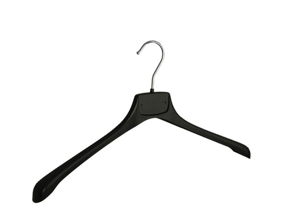 Mantel / kostuumhanger (gebogen) kunststof zwart met schouderverbreding