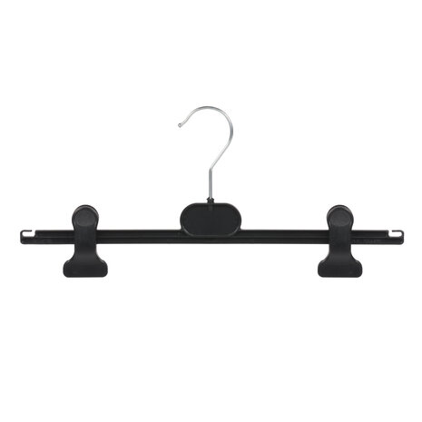 Rok / broekhanger kunststof zwart met anti-slip knijpers (gebruikt)