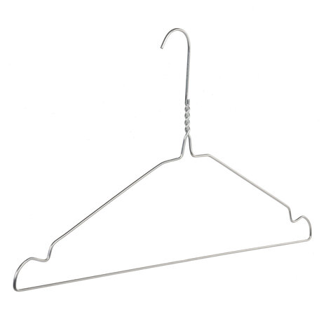 DE KLEDINGHANGER GIGANT Draad / stomerijhanger metaal verzinkt (Ø 2,2 mm) met rokinkepingen DE KLEDINGHANGER GIGANT Draad / stomerijhanger metaal verzinkt (Ø 2,2 mm) met rokinkepingen