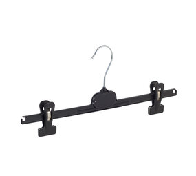 Rok / broekhanger kunststof zwart met anti-slip knijpers Rok / broekhanger kunststof zwart met anti-slip knijpers