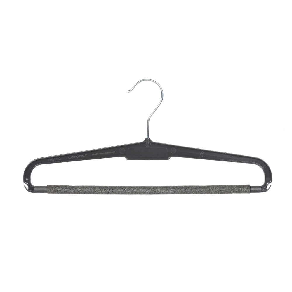 Broekhanger kunststof zwart met anti-slip broeklat (2 mm schuim) (gebruikt) Broekhanger kunststof zwart met anti-slip broeklat (2 mm schuim) (gebruikt)