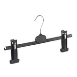 Rok / broekhanger kunststof zwart met knijpers (extra lang), 30 cm