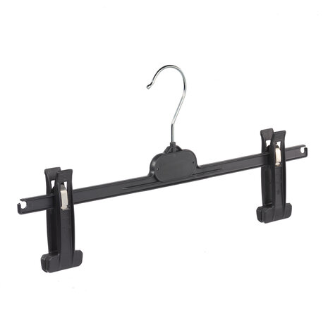 Ser-Viz Rok / broekhanger kunststof zwart met knijpers (extra lang), 30 cm Ser-Viz Rok / broekhanger kunststof zwart met knijpers (extra lang), 30 cm
