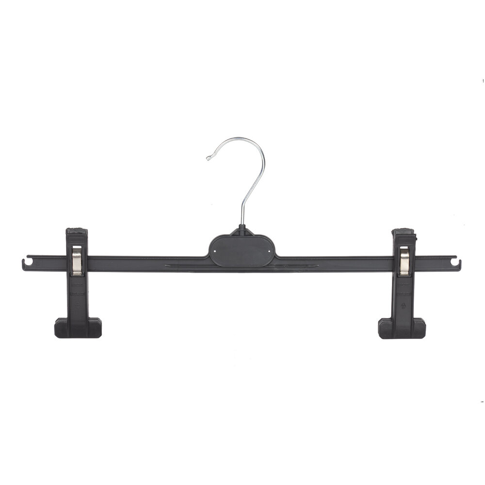 Rok / broekhanger kunststof zwart met knijpers (extra lang), 30 cm