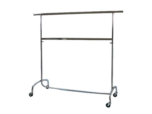 Chromen kledingrek + middenstang, verstelbare hoogte 106 - 200 cm Chromen kledingrek + middenstang, verstelbare hoogte 106 - 200 cm