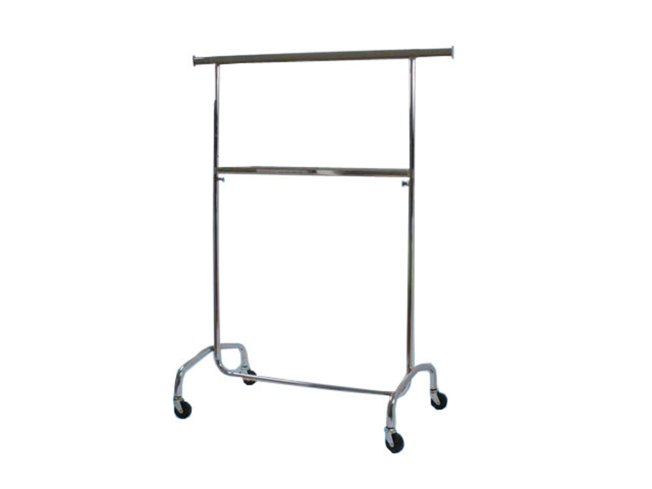 Chromen kledingrek + middenstang, verstelbare hoogte 106 - 200 cm Chromen kledingrek + middenstang, verstelbare hoogte 106 - 200 cm