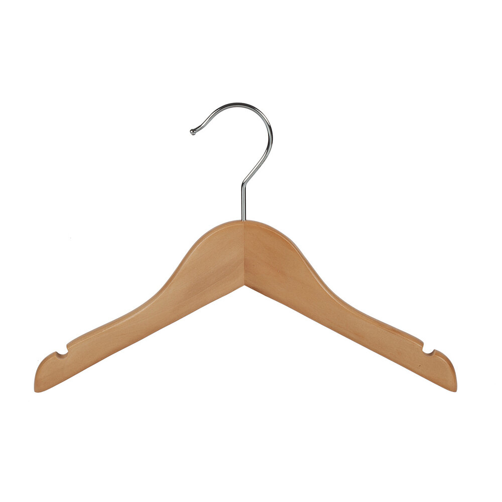 DE KLEDINGHANGER GIGANT Kinderhanger lotushout naturel gelakt met rokinkepingen, 36 cm