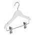 Blouse / shirthanger (vlak) lotushout wit gelakt met rokinkepingen en anti-slip knijpers Blouse / shirthanger (vlak) lotushout wit gelakt met rokinkepingen en anti-slip knijpers