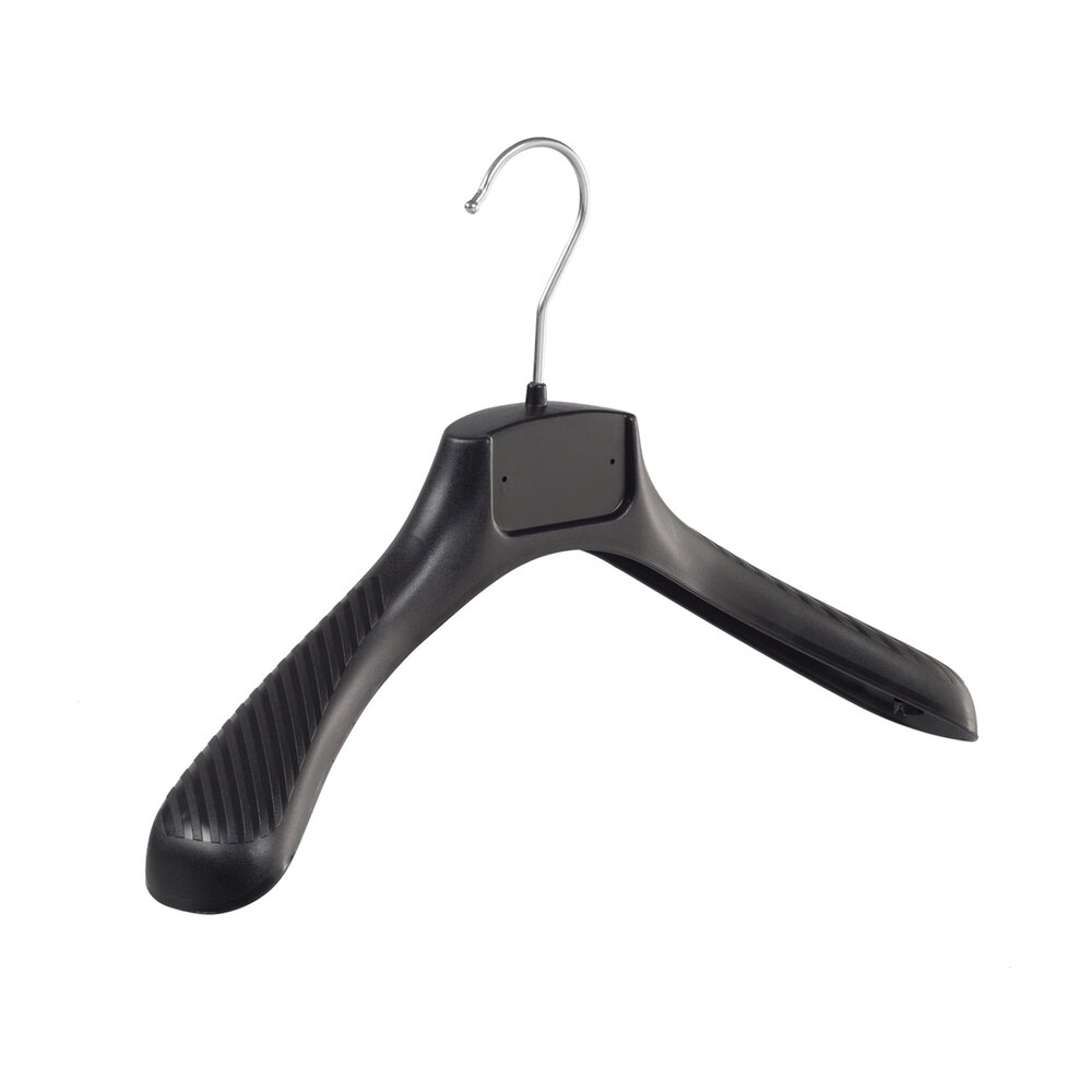 Mantel / kostuumhanger (gebogen) kunststof zwart met schouderverbreding