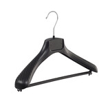 SER-VIZ Mantel / kostuumhanger (gebogen) kunststof zwart met schouderverbreding en broeklat