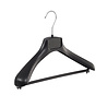 DE KLEDINGHANGER GIGANT Mantel / kostuumhanger (gebogen) kunststof zwart met schouderverbreding en broeklat DE KLEDINGHANGER GIGANT Mantel / kostuumhanger (gebogen) kunststof zwart met schouderverbreding en broeklat
