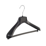 SER-VIZ Mantel / kostuumhanger (gebogen) kunststof zwart met schouderverbreding en anti-slip broeklat (2 mm schuim)