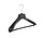 Mantel / kostuumhanger (gebogen) kunststof zwart met schouderverbreding en anti-slip broeklat (2 mm schuim)