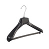 DE KLEDINGHANGER GIGANT Mantel / kostuumhanger (gebogen) kunststof zwart met schouderverbreding en anti-slip broeklat (2 mm schuim) DE KLEDINGHANGER GIGANT Mantel / kostuumhanger (gebogen) kunststof zwart met schouderverbreding en anti-slip broeklat (2 mm schuim)