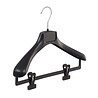 DE KLEDINGHANGER GIGANT Mantel / kostuumhanger (gebogen) kunststof zwart met schouderverbreding en anti-slip knijpers DE KLEDINGHANGER GIGANT Mantel / kostuumhanger (gebogen) kunststof zwart met schouderverbreding en anti-slip knijpers