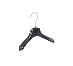 Mantel / kostuumhanger (gebogen) kunststof zwart met schouderverbreding Mantel / kostuumhanger (gebogen) kunststof zwart met schouderverbreding