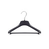 DE KLEDINGHANGER GIGANT Mantel / kostuumhanger (gebogen) kunststof zwart met schouderverbreding en broeklat DE KLEDINGHANGER GIGANT Mantel / kostuumhanger (gebogen) kunststof zwart met schouderverbreding en broeklat