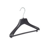 Mantel / kostuumhanger (gebogen) kunststof zwart met schouderverbreding en broeklat