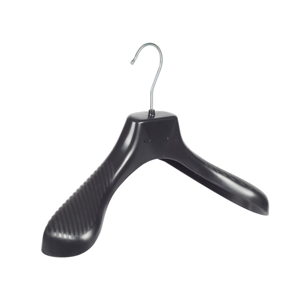 Mantel / kostuumhanger (gebogen) kunststof zwart met schouderverbreding
